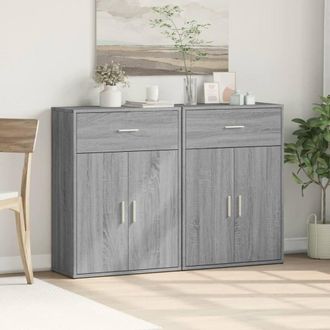 Berkfield Home Sideboards 2 pcs Grey Sonoma 60x30x84 cm Engineered Wood | Size: 60 x 30 x 84 cm