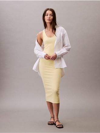 Calvin Klein Jeans Calvin Klein Womens Rib Slip Dress - Yellow - XS