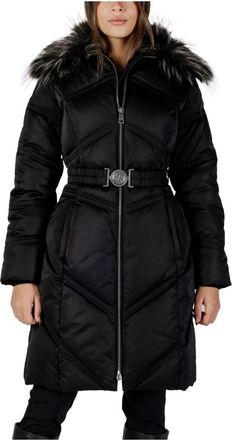 Guess Zip-Up Lange Mouwen Jas met Voorzakken - Dames - Winterjassen - Zwart - XL - Katoen - Jassen