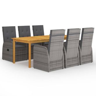 vidaXL Juego De Comedor Para Jard&iacute;n De 7 Piezas Gris Vidaxl