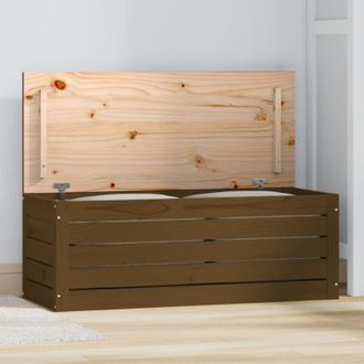 vidaXL Caja Almacenaje Madera Maciza Pino Marr&oacute;n Miel 89x36,5x33 Cm Vidaxl