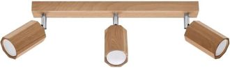 Wonderlamp L&aacute;mpara de techo lineal con 3 focos de madera natural