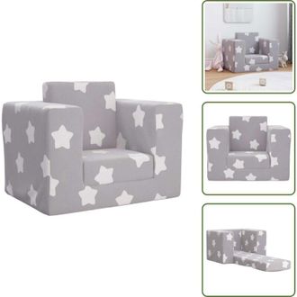 vidaXL The Living Store Divano Letto Bambini Grigio Chiaro con Stelle Morbido Peluche - Divano letto per bambini