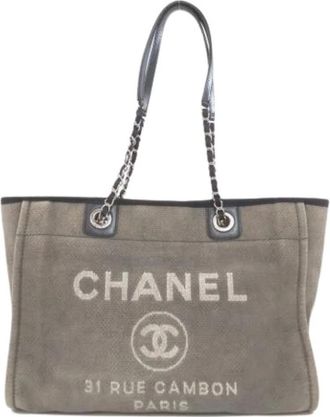 Chanel Pre-owned Tote Bags, female, Gray, Size: ONE SIZE Pre-owned Vintage Tote Bag