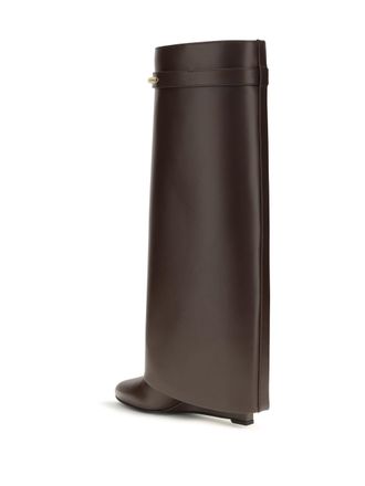 Givenchy Womens Leather Shark Boots Ebony Brown Calf