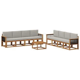 vidaXL Conjunto De Sof&aacute;s De Exterior 7 Pcs Natural Y Gris Claro Vidaxl
