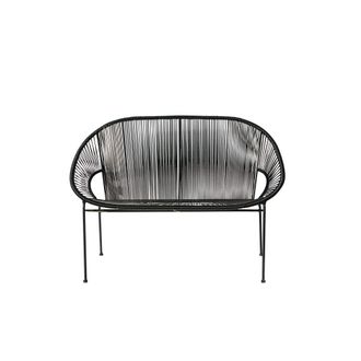 Maisons du monde Banco de jard&iacute;n apilable de 2/3 plazas de hilo de resina y acero negro