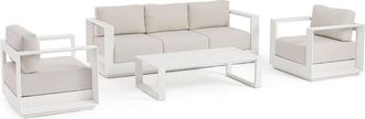 BIZZOTTO Salón de 5 plazas con sillones y mesa de centro en aluminio blanco