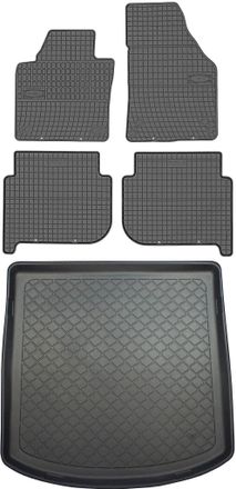 OEM Volkswagen Touran I Van De 2010-2015 Set - Alfombrillas De Goma Para Coche + Alfombrilla Para Maletero