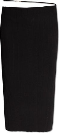 Jacquemus Pralu Ribge Rok - Dames - Midirokken - Zwart - M - Polyester - Rokken