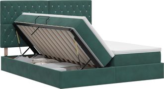 vidaXL Cama Con Almacenamiento Verde Oscuro 200 X 200 Cm Terciopelo Vidaxl