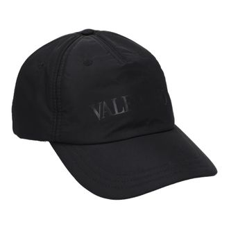 Valentino Garavani Hats & Caps, female, Black, 59 CM, Black Polyamide Baseball Hat with Logo