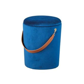M&S Collection M&s - pouf secchiello in velluto blu con maniglia, 35x35x45 cm