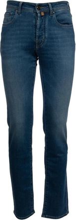 Jacob Cohen Blauwe Super Stretch Katoenen Slim Jeans - Heren - Slim Fit Jeans - Blauw - W38 - Katoen - Jeans