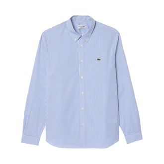 Lacoste Lichtblauw Gestreept Casual Overhemd - Heren - Casual Overhemden - Blauw - M - Katoen - Overhemden
