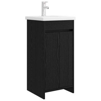 vidaXL Vanidad De Ba&ntilde;o Con Lavabo Roble Negro 42 X 40 X 84,5 Cm Vidaxl