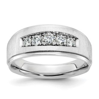 Diamond2Deal 14k White Gold Lab Grown Diamond 5-Stone Band Ring 1/2Ct Clarity- VS Color- G-H