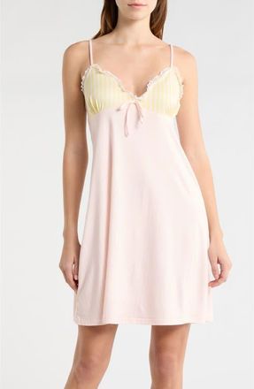 French Connection Eyelet Trim Chemise in Lemon Pink at Nordstrom, Size X-Large