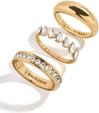 BaubleBar Greta Set of 3 Waterproof Ring Set in Gold at Nordstrom, Size 8