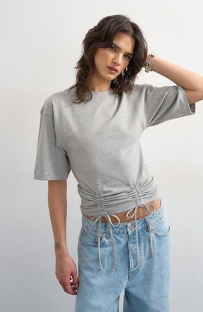 Topshop Drawcord Detail Crop Top in Grey at Nordstrom, Size X-Small
