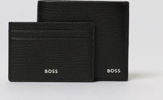 HUGO BOSS Set portafoglio + portacarte di credito Boss in pelle a grana
