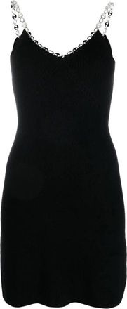Paco Rabanne Tank Top Jurkje met Kettingdetail - Dames - Korte kleedjes - Zwart - M - Wol - Kleedjes
