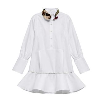 Vivetta Vivetta, Kleedjes, Dames, Wit, L, Katoen, Mini Chemisier Jurk