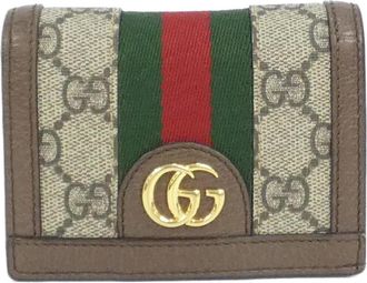 Gucci Beige Brown Gg Supreme Canvas Leather Wallet (Bi-Fold) (Pre-Owned)