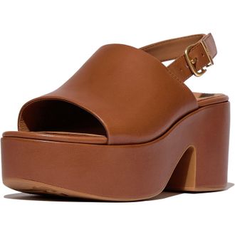 FitFlop Fitflop Platfforms Hiel Backstrap Leer Dames Diep Tan Flip-Flops