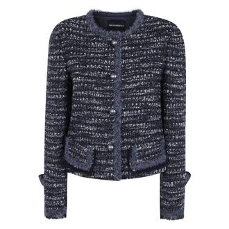 Emporio Armani Tweed Cropped Bolero Jasje - Dames - Jassen - Grijs - Maat: XS Tweed