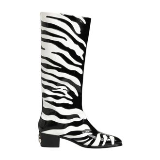 Dolce & Gabbana Cowboy & Biker Boots, male, Black, 10 UK, Zebra Print Calf Boots Shoes