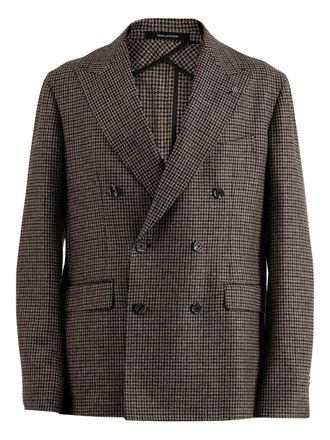 Tagliatore houndstooth double-breasted jacket - men - Virgin Wool - 56 - Brown
