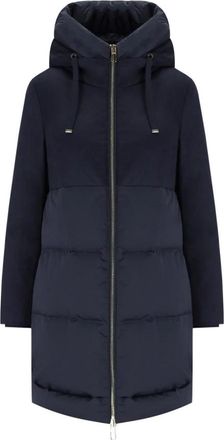 Duno Blauwe gewatteerde jas met capuchon - Dames - Dons jassen - Blauw - M - Wol - Jassen