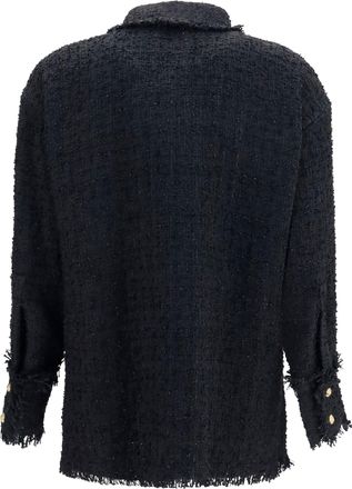 Balmain Womens Tweed Shirt Noir