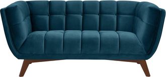Rendez-Vous D&eacute;co Sof&aacute; de 2 plazas en terciopelo azul oscuro