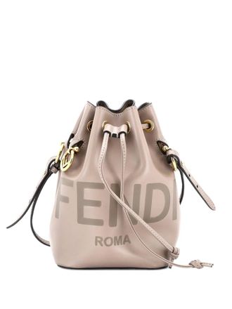 Fendi Logo Mon Tresor Leather Mini bucket bag - Marrone