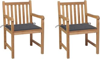 vidaXL Sillas De Jard&iacute;n 2 Uds Cojines Madera De Teca Gris Antracita Vidaxl