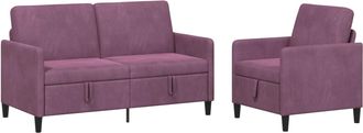 vidaXL Juego De Sof&aacute;s Con Almacenamiento 2 Uds. Morado Poli&eacute;ster Vidaxl