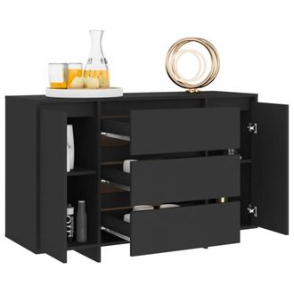 Berkfield Home Sideboard with 3 Drawers Black 120x41x75 cm Engineered Wood | Size: 120 x 41 x 75 cm