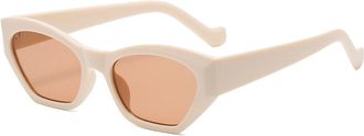 Generic Woman Small Frame Commuter Sunglasses Vacation Men Outdoor Sun Glasses(Beige)