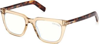 Tom Ford Blue Block Square Opticals - Heren - Brillen - Beige - 50 MM - Accessoires