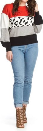 Papillon Leopard Stripe Sweater In Red/black