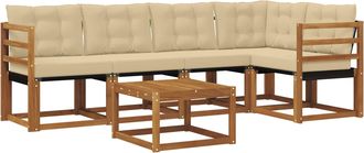 vidaXL Conjunto De Sof&aacute;s De Exterior 6 Uds. Natural Y Beige Vidaxl