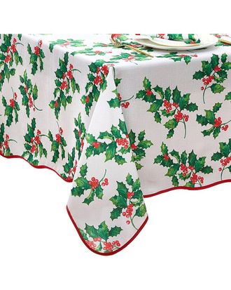 Elrene Vintage Holly Scallop Border Tablecloth
