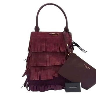 Burberry Bordeaux Suede Leather Handbag Shoulder Bag Tote Bag (Pre-Owned)