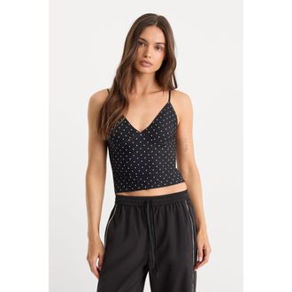Good American Womens The Weightless Sculpting Modern Tank Top | Mini Dot Black, Size Medium | Good American by Khlo&Egrave; Kardashian