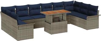 vidaXL Conjunto De Sof&aacute;s De Jard&iacute;n 11 Uds. Gris Y Azul Marino Vidaxl