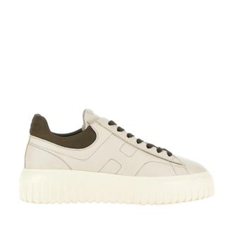 Hogan Versatile Ivory Leather Sneakers With H-Stripes Design