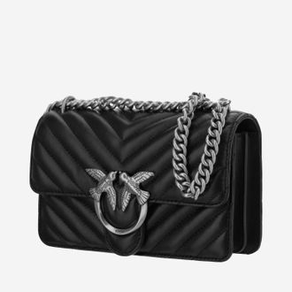 Pinko Womens Mini Shoulder Bag Love One Black Leather