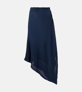 Victoria Beckham Falda midi en mezcla de algod&oacute;n drapeada